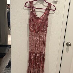 Floral Sleeveless Maxi Dress - Red